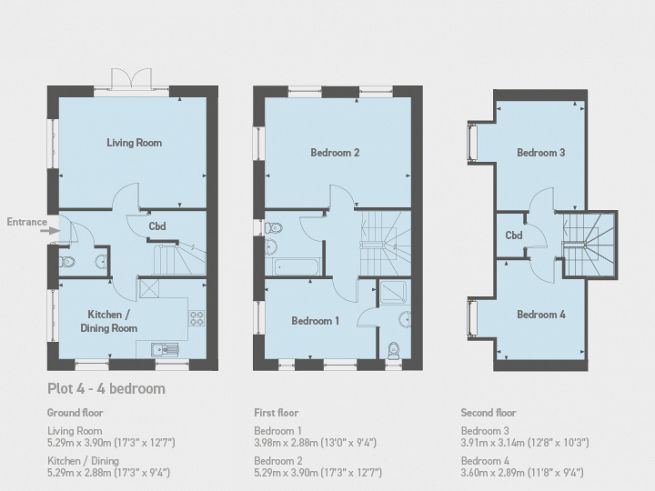 Floor plan 4 bedroom house, plot 4 - artist's impression subject to change
